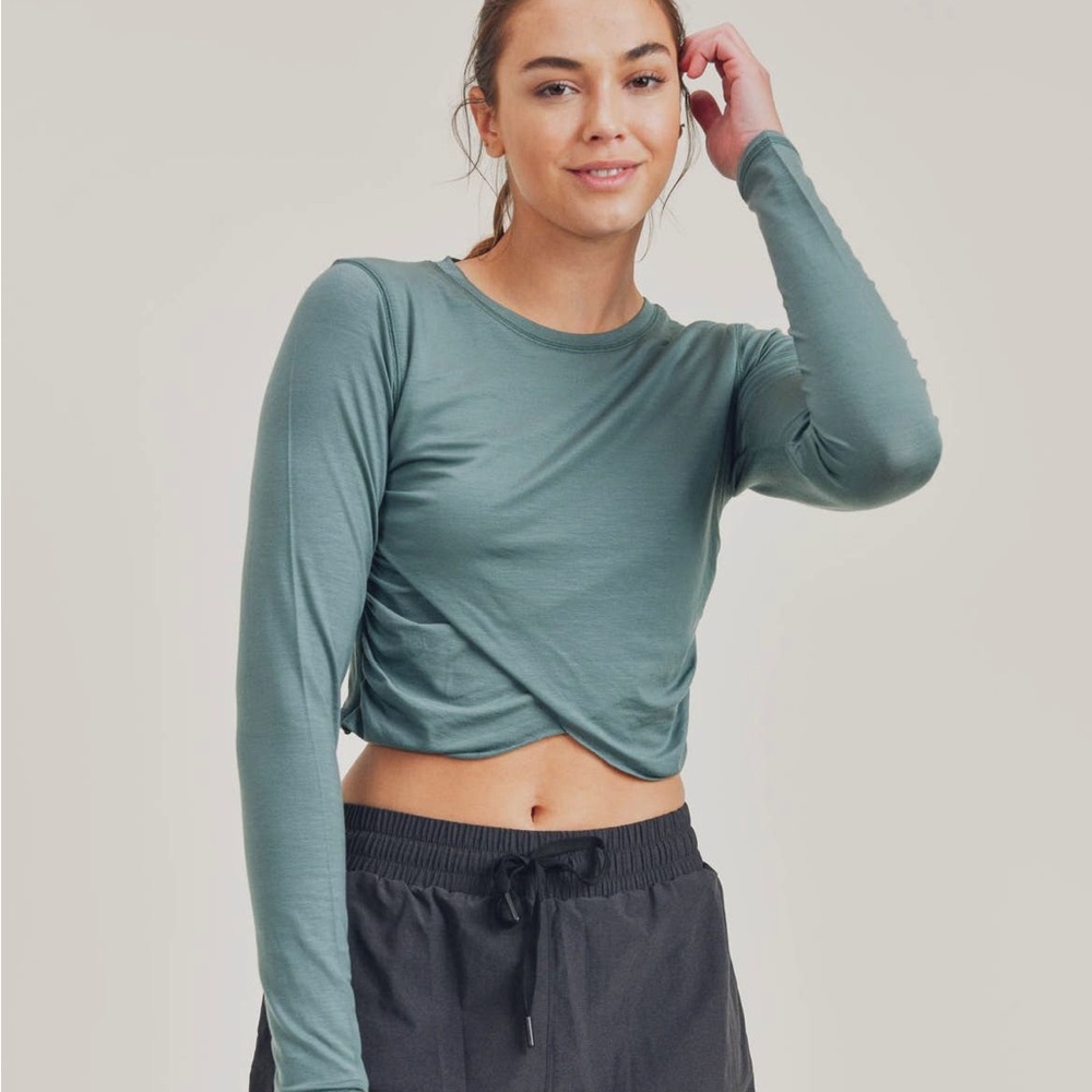 Mono B Overlay Tencel Cropped Long Sleeve Top